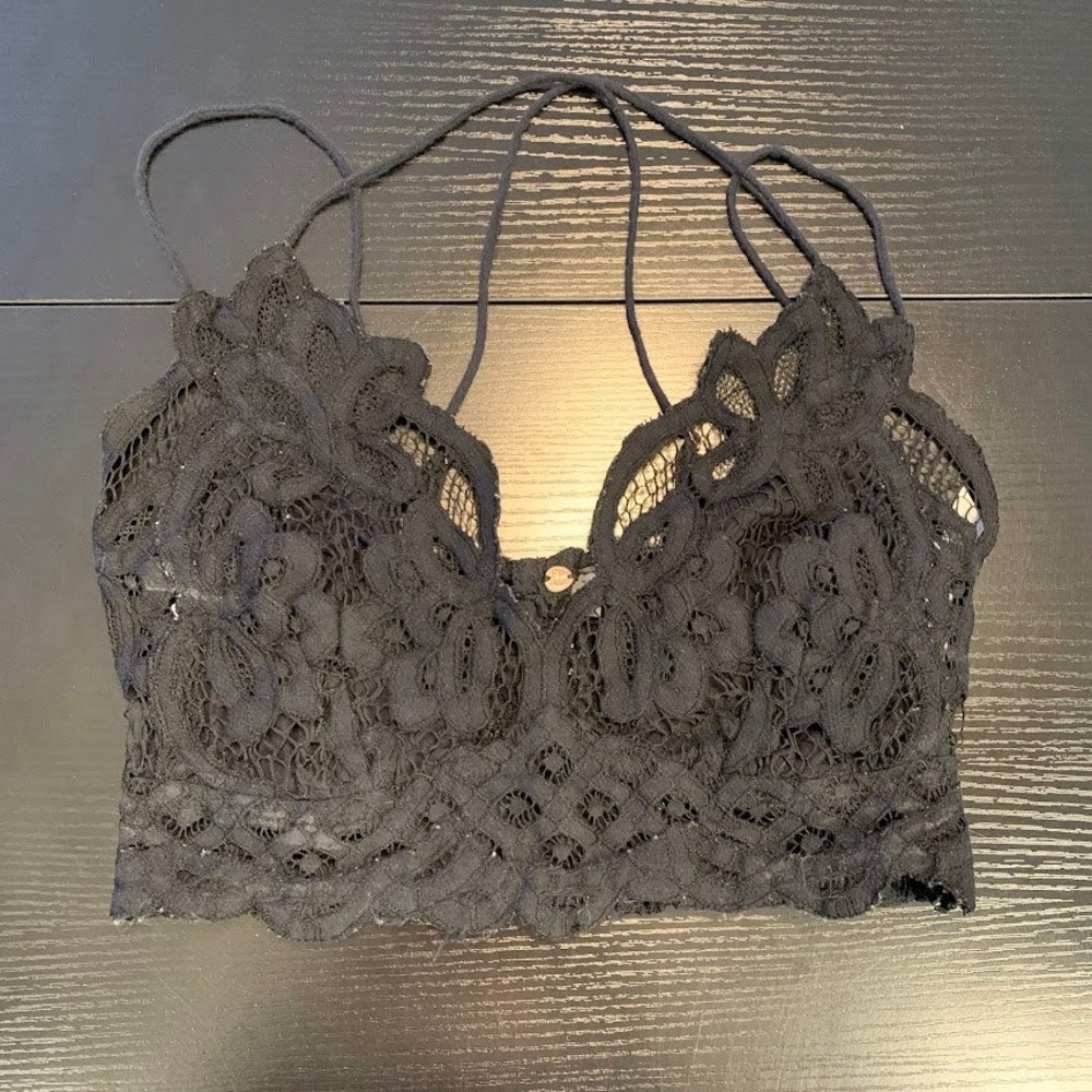 Free People FP One Adella Bralette Floral Lace Boho Smocked Crop Top Women's M